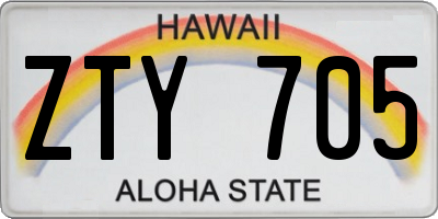 HI license plate ZTY705