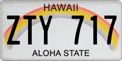 HI license plate ZTY717