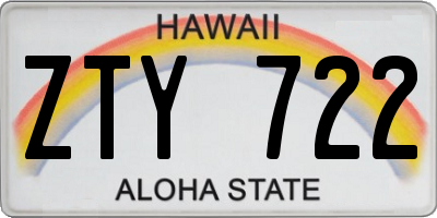 HI license plate ZTY722