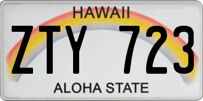 HI license plate ZTY723
