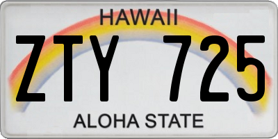 HI license plate ZTY725