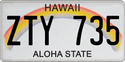 HI license plate ZTY735