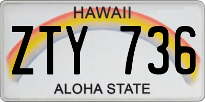 HI license plate ZTY736