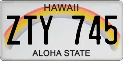 HI license plate ZTY745