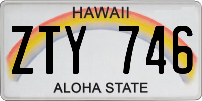 HI license plate ZTY746