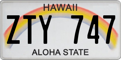 HI license plate ZTY747
