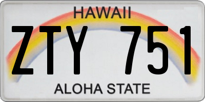 HI license plate ZTY751