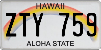 HI license plate ZTY759