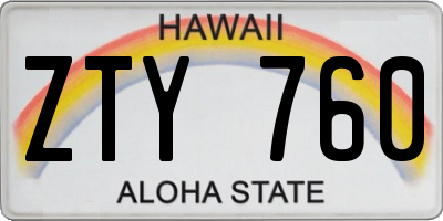 HI license plate ZTY760