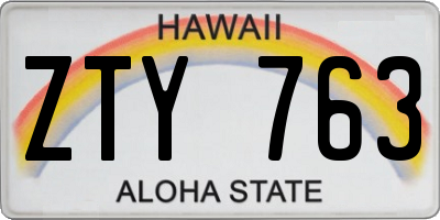 HI license plate ZTY763