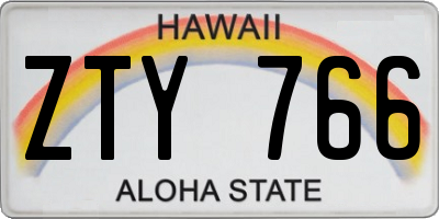 HI license plate ZTY766