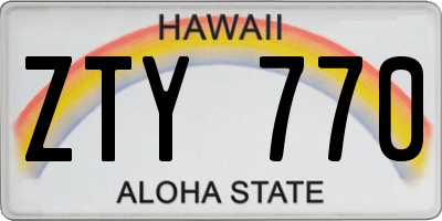 HI license plate ZTY770