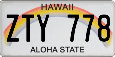 HI license plate ZTY778