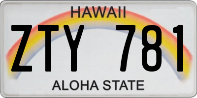 HI license plate ZTY781