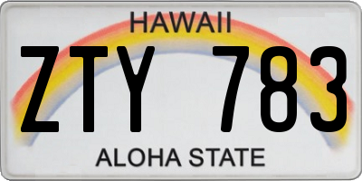 HI license plate ZTY783