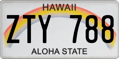 HI license plate ZTY788
