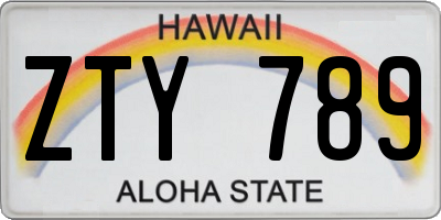 HI license plate ZTY789