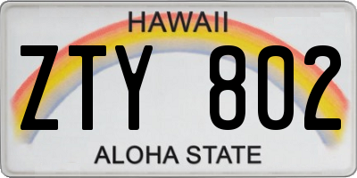 HI license plate ZTY802