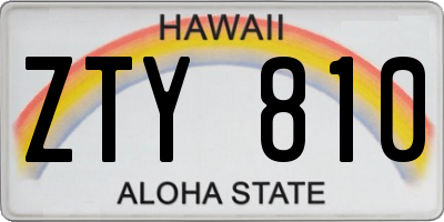 HI license plate ZTY810