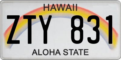 HI license plate ZTY831