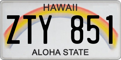 HI license plate ZTY851