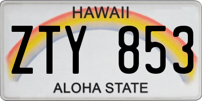 HI license plate ZTY853