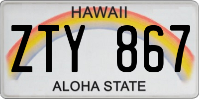 HI license plate ZTY867