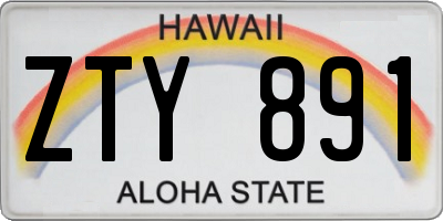 HI license plate ZTY891