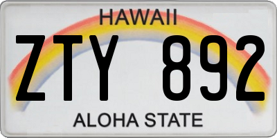HI license plate ZTY892