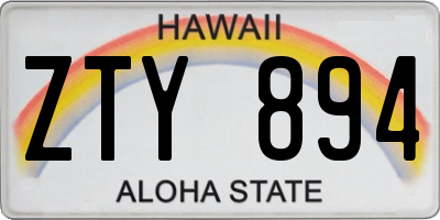 HI license plate ZTY894