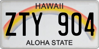 HI license plate ZTY904