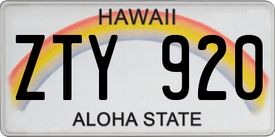 HI license plate ZTY920