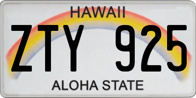 HI license plate ZTY925
