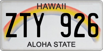 HI license plate ZTY926