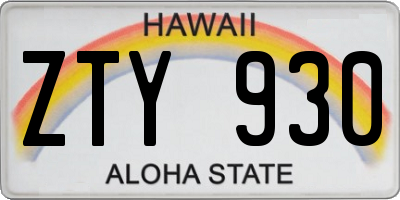 HI license plate ZTY930