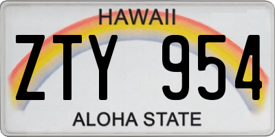 HI license plate ZTY954