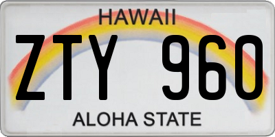 HI license plate ZTY960