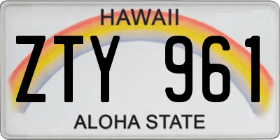 HI license plate ZTY961