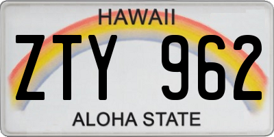 HI license plate ZTY962