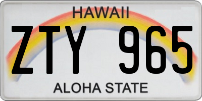 HI license plate ZTY965