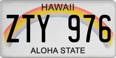 HI license plate ZTY976