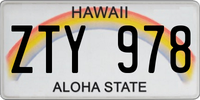 HI license plate ZTY978