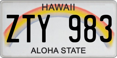 HI license plate ZTY983