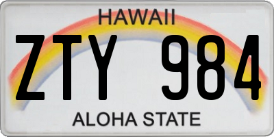 HI license plate ZTY984
