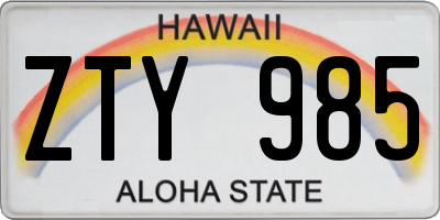 HI license plate ZTY985