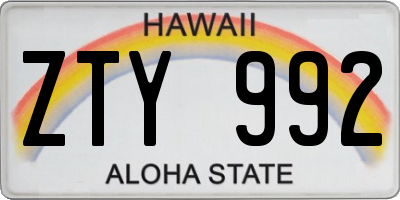 HI license plate ZTY992
