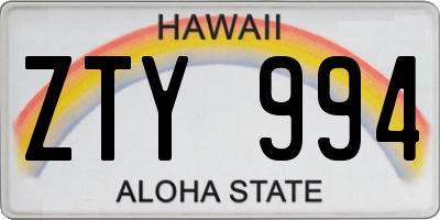HI license plate ZTY994