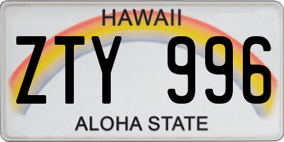 HI license plate ZTY996