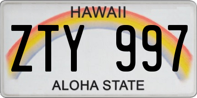 HI license plate ZTY997