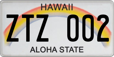 HI license plate ZTZ002